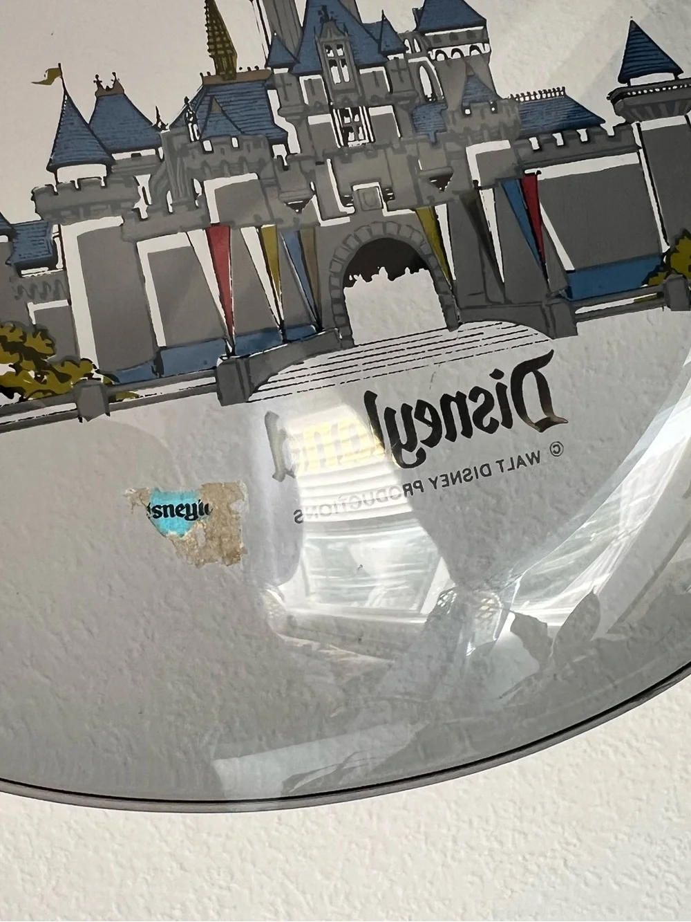 Disney Disneyland Walt Disney Princess Castle Smokey Gray Glass Plate 8.5” Oval‎